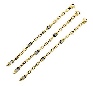 18K Gold Mother of Pearl Chain Bracelet Lot of 3