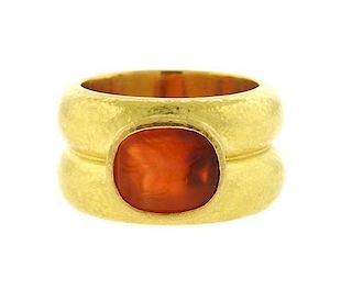 Elizabeth Locke 18k Gold Venetian Glass Intaglio Ring
