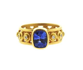 22k Gold Diamond Sapphire Ring