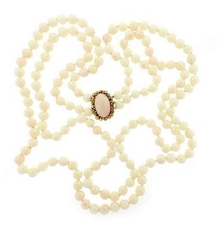 1960s 14k Gold Angel Skin Coral Necklace