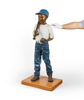 Ramon Parmenter Baseball Boy Bronze Sculpture