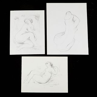 Group of 3 Nic Jonk Drawings Female Nudes