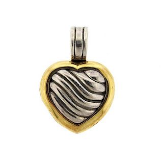 David Yurman 18K Gold Sterling Heart Enhancer Locket Pendant