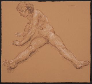 Paul Cadmus Stretching Female Nude Crayon on Paper