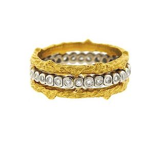 Cathy Waterman 22K Gold Platinum Diamond Band Ring