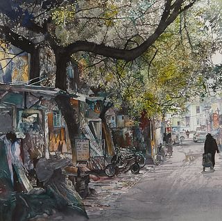 John Salminen "Beijing Alley" Watercolor Painting