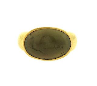 Elizabeth Locke 18k Gold Venetian Glass Intaglio Ring