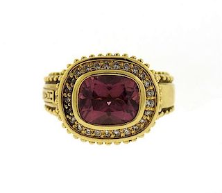 18k Gold Diamond Pink Tourmaline Ring