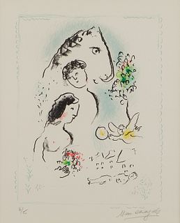 Marc Chagall "Les Amoreux" Lithograph 1981
