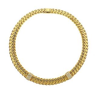 1990s Tiffany &amp; Co 18k Gold Diamond Necklace