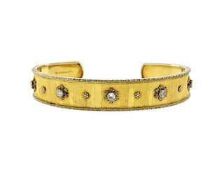 Buccelati 18K Gold Diamond Cuff Bracelet