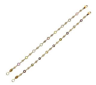 John Apel 18k Gold Multi Color Gemstone Bracelet Set of 2