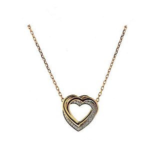 Cartier Trinity 18K Gold Diamond Heart Pendant Necklace