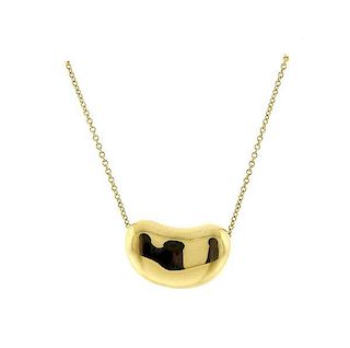 Tiffany &amp; Co Elsa Peretti 18K Gold Bean Slide Pendant Necklace