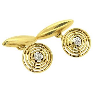 Art Deco Diamond 18k Gold Cufflinks