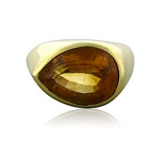 Tiffany &amp; Co Paloma Picasso 18K Yellow Gold Pear Shaped Citrine Ring