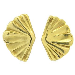 1980s Tiffany &amp; Co 18k Gold Fan Earrings