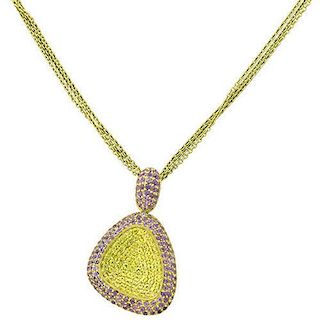 Roberto Coin Capriplus 18k Gold Yellow Pink Sapphire Pendant Necklace