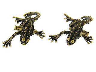 1970s 14k Gold Frog Cufflinks