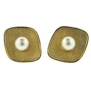 Large Mikimoto Pearl 14k Gold Cufflinks