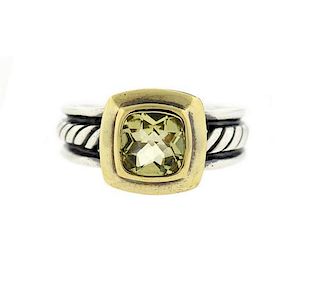 David Yurman 18K Gold Sterling Quartz Ring
