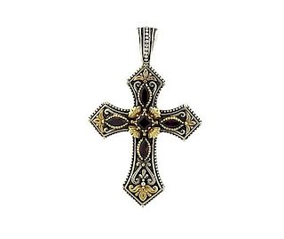 Konstantino 18k Gold Sterling Rhodolite Cross Pendant