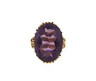 18k Gold 24ct Amethyst Large Ring