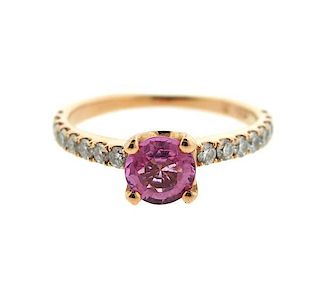 18K Gold  Diamond Pink sapphire Ring