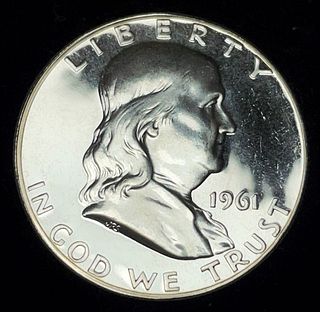 1961 High Grade Proof Silver Franklin Half Dollar