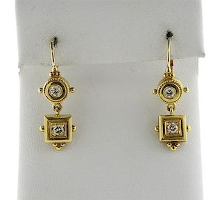 Penny Preville 18K Gold Diamond Dangle Earrings