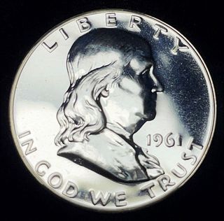 1961 High Grade Proof Silver Franklin Half Dollar