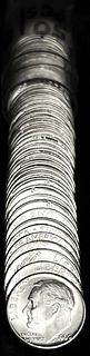 1960-D Mint Condition Roll (50) 90% Silver Roosevelt Dimes 