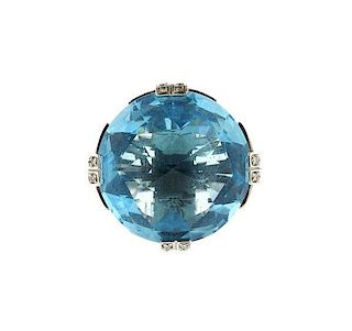 Bvlgari Bulgari Parentesi 18k Gold Blue Topaz Diamond Ring
