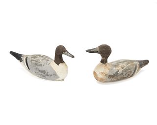 Two polychromed carved wood duck decoys