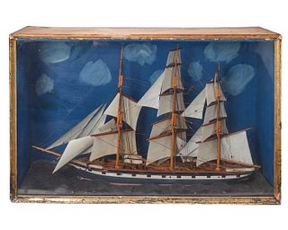 An Atlantic packet ship model diorama