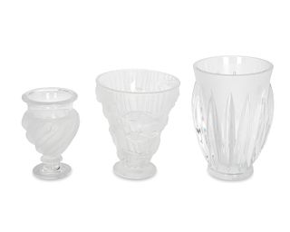Three Lalique crystal vases