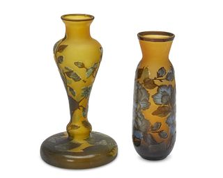 Two Galle-style cameo glass vases