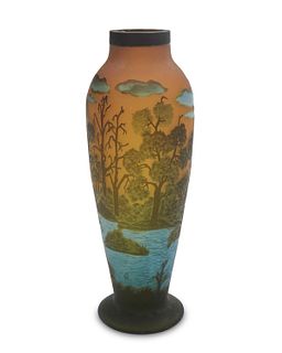 A Galle-style cameo glass vase