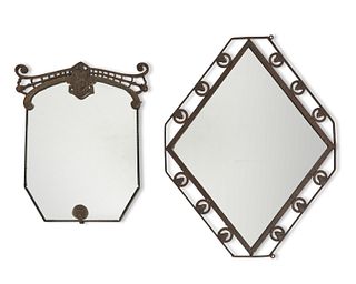 Two Edgar Brandt-style cast iron mirrors