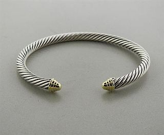 David Yurman Sterling 14k Gold 5mm Cable Bracelet