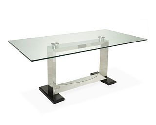 A Postmodern sculptural chrome dining table