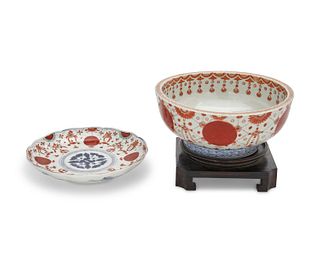 Two Japanese Edo-style Imari porcelain wares