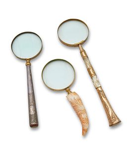Three magnifying glasses