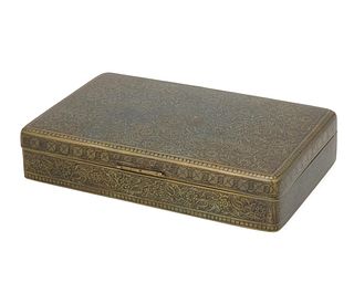 A brass and niello humidor box