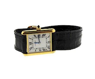 Cartier Tank 18k Gold Manual Wind Watch