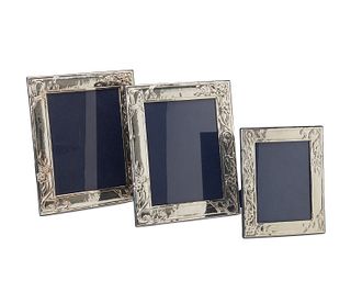 Three contemporary sterling silver frames