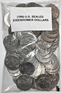 (100) U.S. Sealed Eisenhower Dollars Mostly Uncirculated