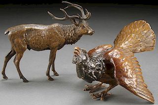 A PAIR OF AUSTRIAN COLD PAINTED BRONZE ANIMALS
