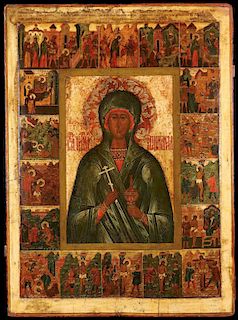 RUSSIAN ICON OF ST. ANASTASISA, PROBABLY 17TH C.