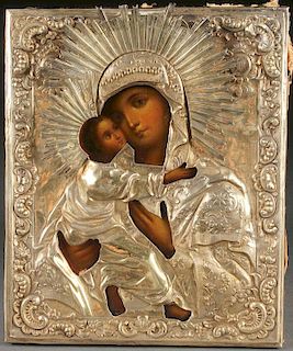 A RUSSIAN ICON OF THE VLADIMIR MOTHER OF GOD